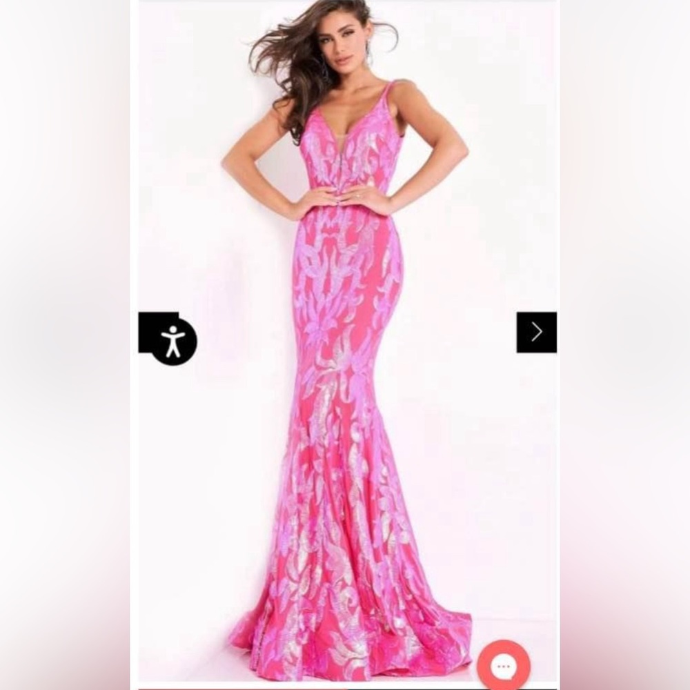 Jovani 3263 Pink Sequin Gown Holiday Resort Size 6